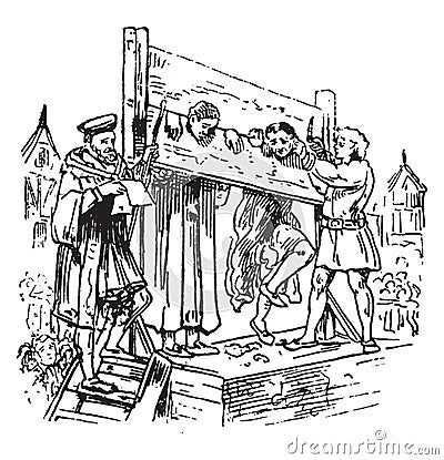 Pillory, vintage illustration Vector Illustration