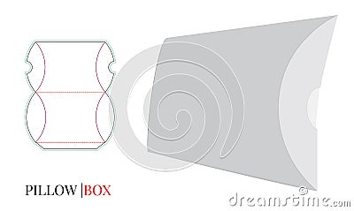 Pillow Box Template, Vector with die cut / laser cut layers. Gift Box. White, blank, clear, isolated on white background Vector Illustration