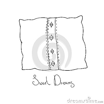 Pillow with buttons. Cushion vector illustration. Vector Illustration