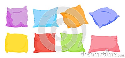 Pillow color cushion rainbow cartoon set vector Vector Illustration