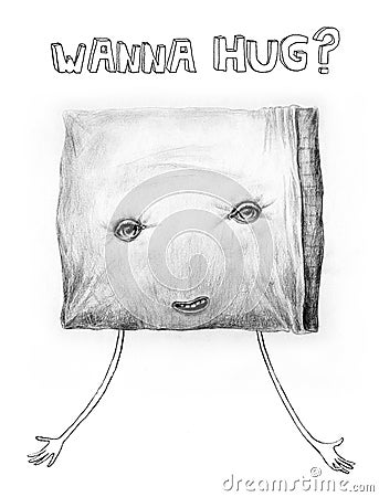 Pillow the funny character Cartoon Illustration