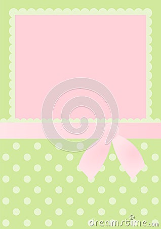 Pillow Invitation Card with Pink Bow and Dots Stock Photo