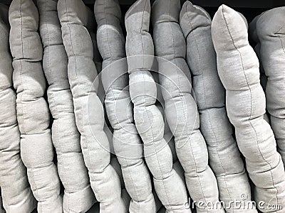 Soft gray seat cushions. Pillow Seats on a shelf Stock Photo