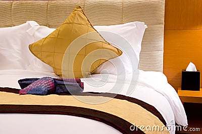 Pillows and Bed Stock Photo