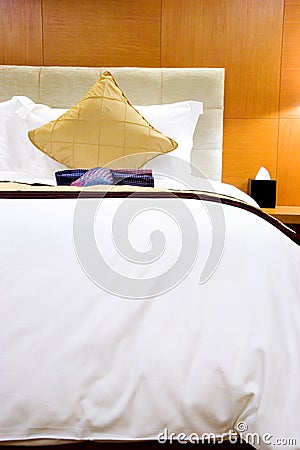 Pillows and Bed Stock Photo
