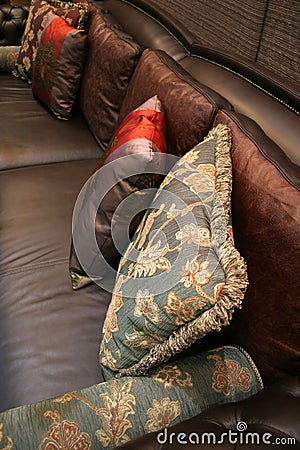 Pillows on a sofa - home interiors Stock Photo