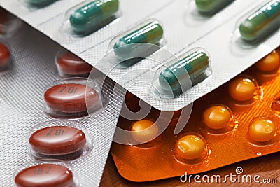 Pills in Blister Packs Stock Photo