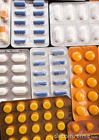 Pills in Blister Packs Stock Photo
