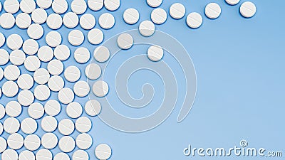 Pills on blue background, 3D illustration Stock Photo