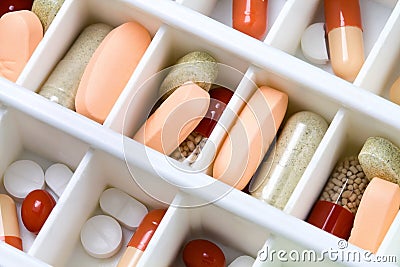Pills in the box Stock Photo
