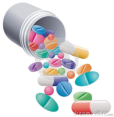 Pills and capsules Vector Illustration