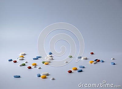 Pills clean background. Medicinal drugs Stock Photo