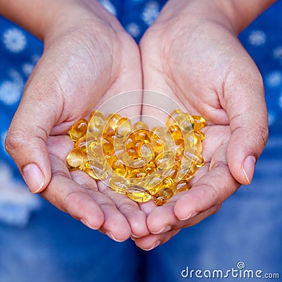 Pills of fish oil Stock Photo