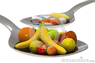 Pills or fruits - Isolated Stock Photo