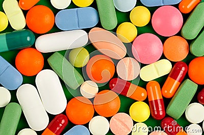 Pills on Green Stock Photo