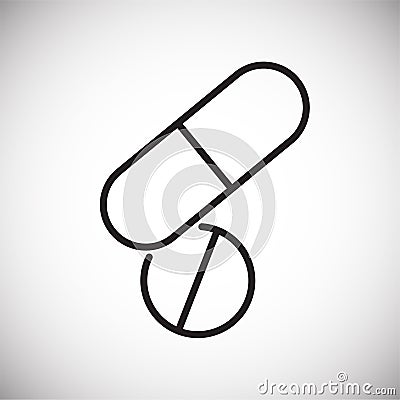 Pills line icon on background for graphic and web design. Simple vector sign. Internet concept symbol for website button Vector Illustration