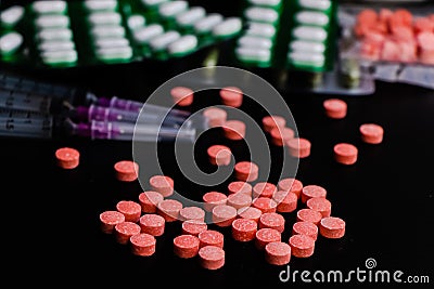 Pills and narcotics are dangerous to health Stock Photo