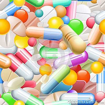 Pills Seamless Pattern Vector Illustration