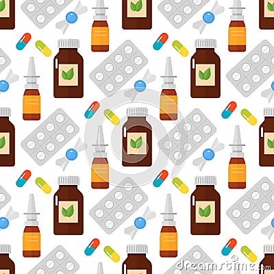 Pills seamless pattern vector illustration. Vector Illustration