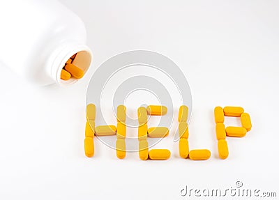 Pills spelling word help Stock Photo