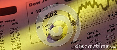 Pills on Stock Price Chart Stock Photo