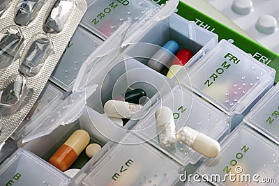 Pills and Tablets - Treatment Routine Box Stock Photo
