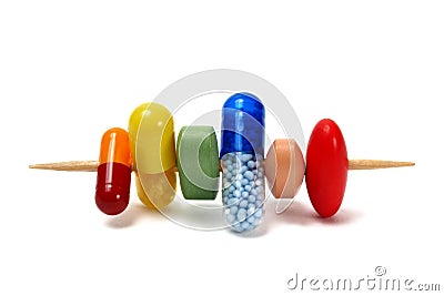 Pills on Toothpick Stock Photo