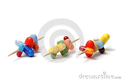 Pills on Toothpicks Stock Photo