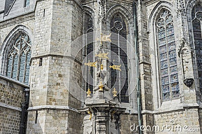 Pilory Well Fountain in Mons, Belgium. Stock Photo