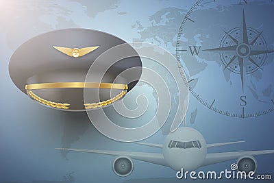 Pilot aircraft civil aviation background Vector Illustration