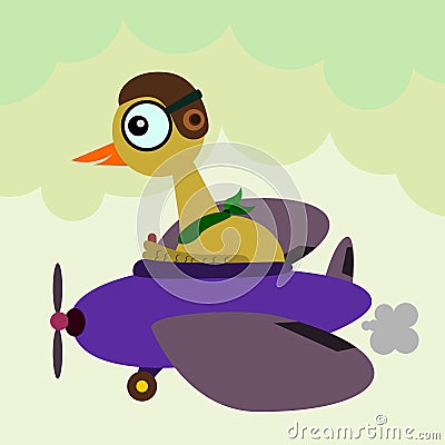 Pilot bird Cartoon Illustration