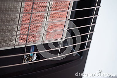 Pilot-flame on a portable gas heater Stock Photo