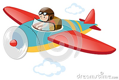 Pilot flying airplane in the sky Vector Illustration