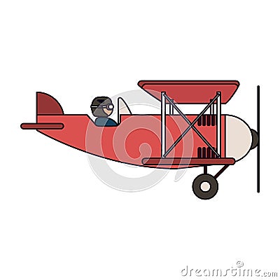 Pilot flying vintage airplane Vector Illustration