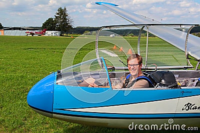 Pilot in glider L-13 Blanik Editorial Stock Photo