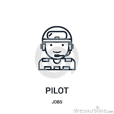 pilot icon vector from jobs collection. Thin line pilot outline icon vector illustration. Linear symbol Vector Illustration