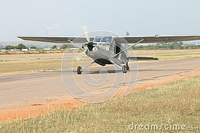 Pilot landing one of two X328 Atlas Angel Turbine specially equ Editorial Stock Photo