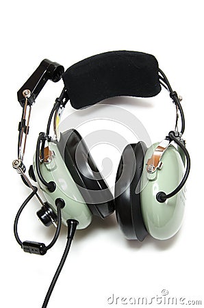 Pilots headsets with microphone Stock Photo