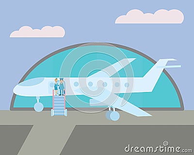 The pilot and the stewardess on the plane Vector Illustration