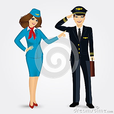 Pilot and stewardess in uniform Vector Illustration
