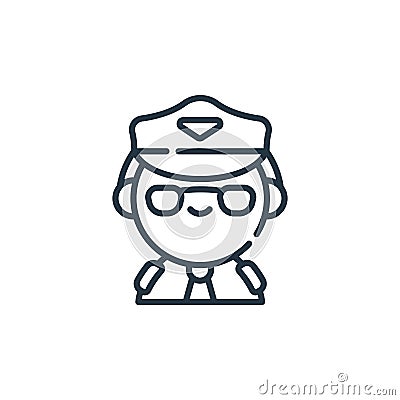 pilot vector icon isolated on white background. Outline, thin line pilot icon for website design and mobile, app development. Thin Vector Illustration