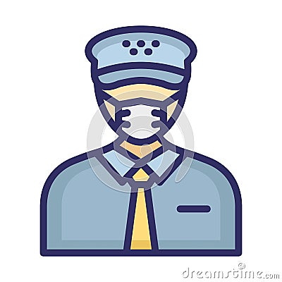 Pilot Wearing mask Vector Icon which can easily modify or edit Vector Illustration