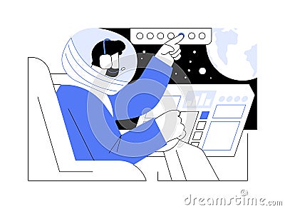 Piloting spacecraft abstract concept vector illustration. Vector Illustration