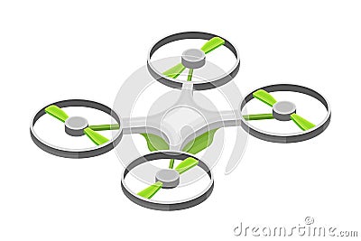 Pilotless Drone as Aerial Vehicle with Remote Control Isometric Vector Illustration Vector Illustration