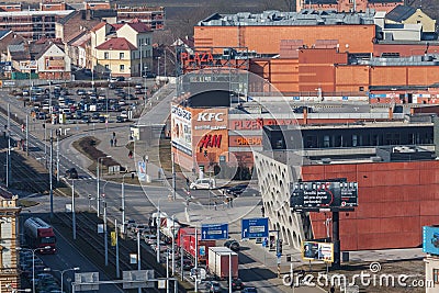 Pilsen, Czech republic - 02/21/2018: Aerial view on new theatre Editorial Stock Photo