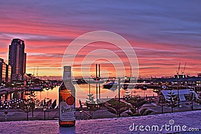 Pilsner Urquell and sunset Melbourne Editorial Stock Photo