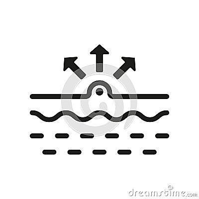 Pimple and Inflammation Sebum Silhouette Icon. Skin Acne, Blackhead, Comedo Glyph Pictogram. Deep Pustule Skin Problem Vector Illustration