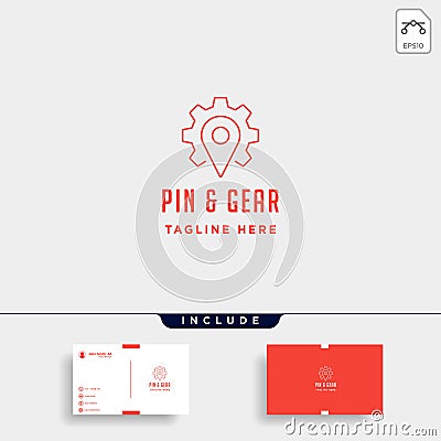 pin gear logo vector navigator simple icon symbol sign isolated Vector Illustration