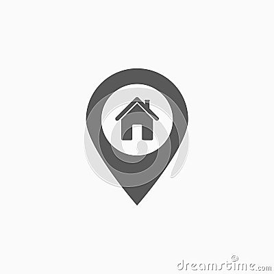 Pin home icon, map, GPS, place Vector Illustration