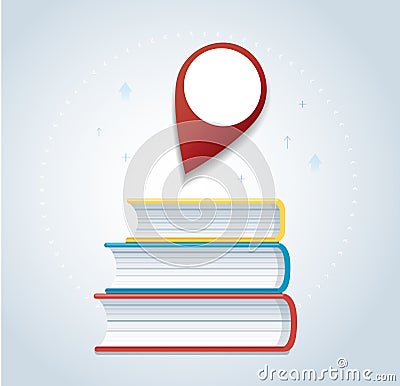 Pin icon on books icon design vector illustration, education concepts Vector Illustration